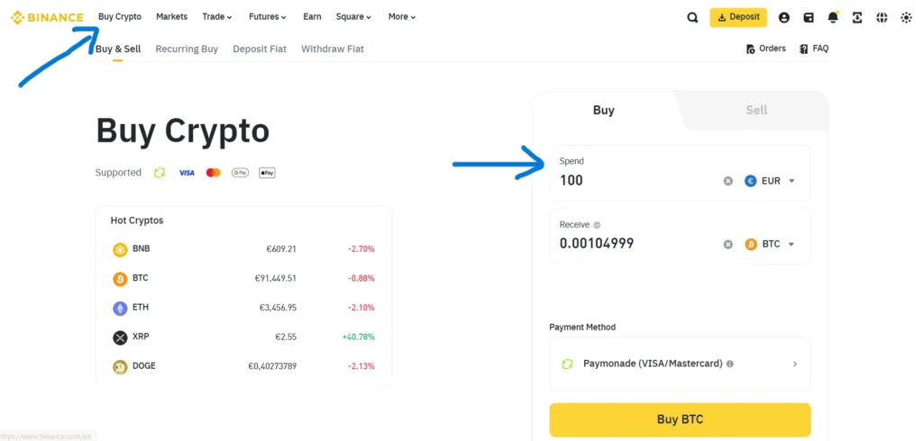 Πως αγοράζω κρυπτονομίσματα μέσω Binance